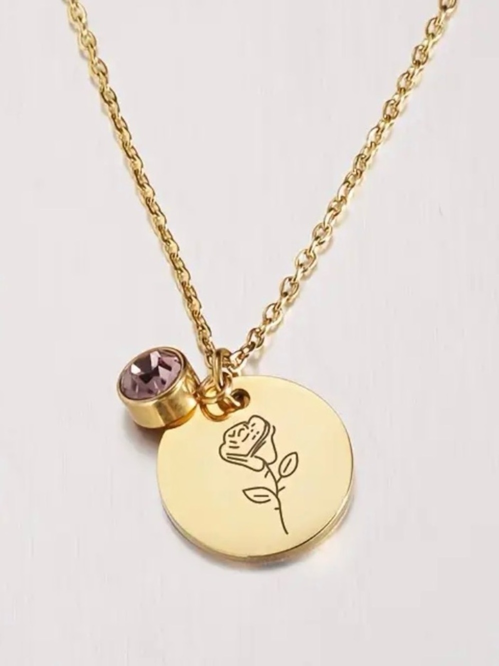 June Antique Gold Tone Birth Flower Charm Necklace NWT